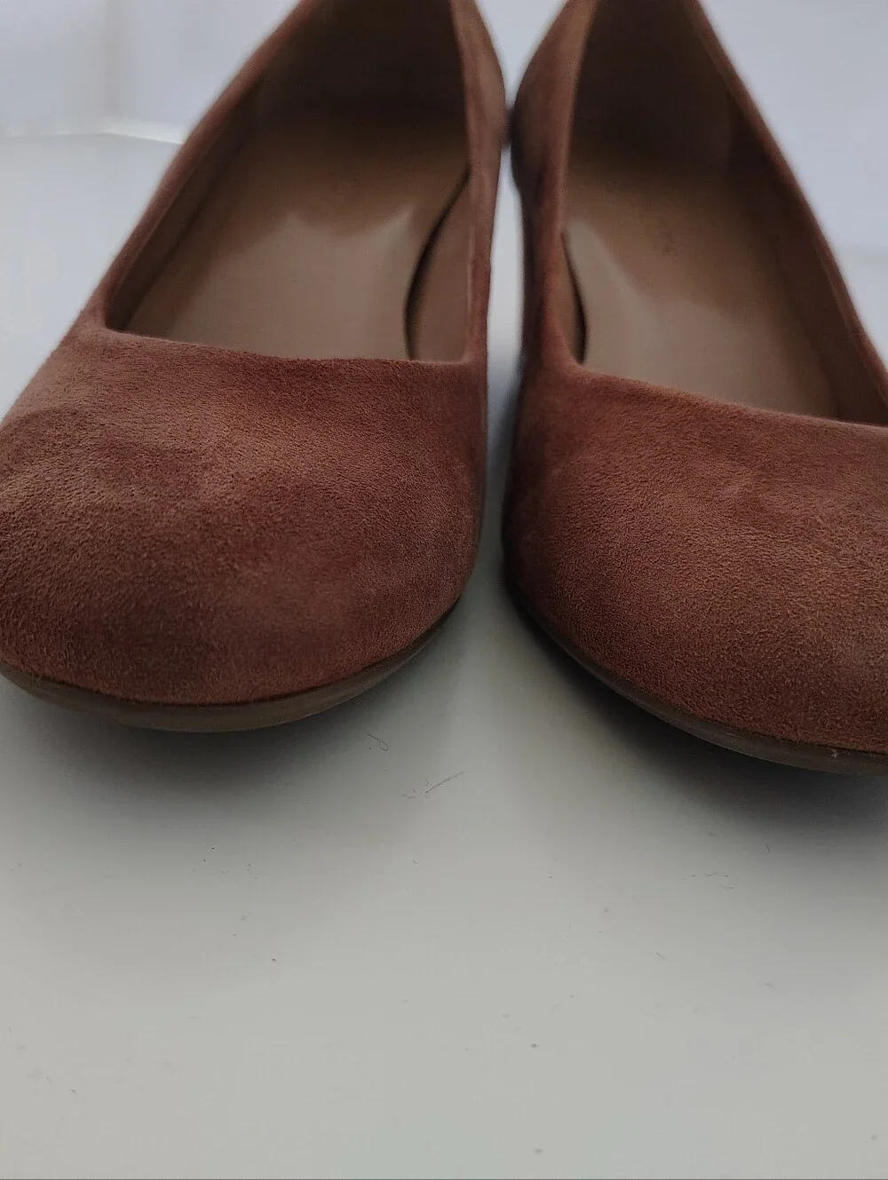 Talbots Rust Suede Closed Toe Wedge Pumps Made In Brazil Size 7 B